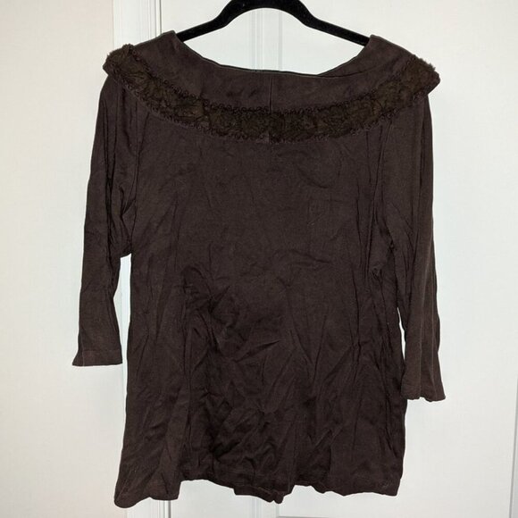 *3 FOR $9* Kim Rogers Woman Plus Size Boat Neck 3/4 Sleeve Fold Over Shirt Top - Picture 3 of 3